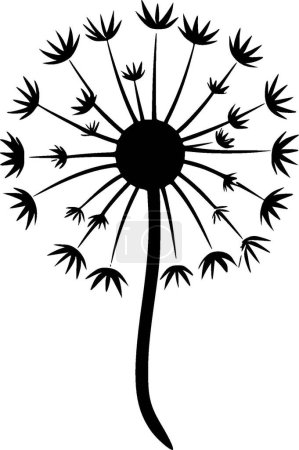 Dandelion - black and white vector illustration