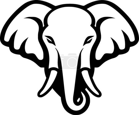 Elefante - ilustración vectorial en blanco y negro