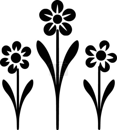 Ilustración de Flores - ilustración vectorial en blanco y negro - Imagen libre de derechos