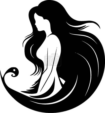 Mermaid - minimalist and simple silhouette - vector illustration