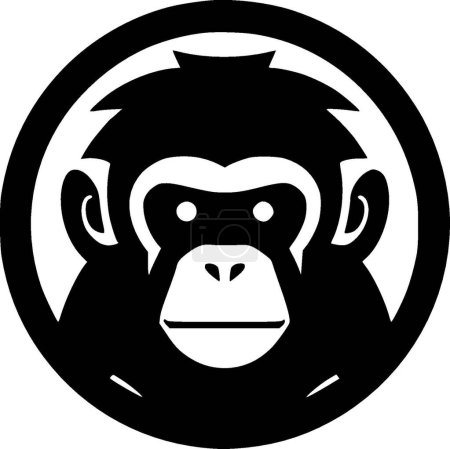 Monkey - minimalist and flat logo - vector illustration