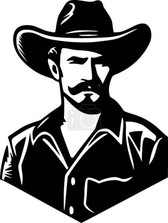 Western - ilustración vectorial en blanco y negro