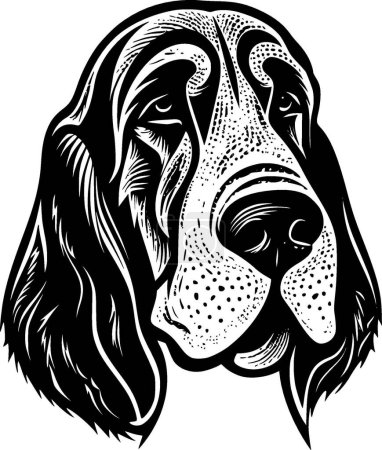 Basset hound - black and white isolated icon - vector illustration