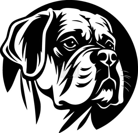 Boxer chien - illustration vectorielle noir et blanc