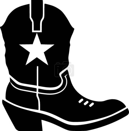 Illustration for Cowboy boot - black and white isolated icon - vector illustration - Royalty Free Image