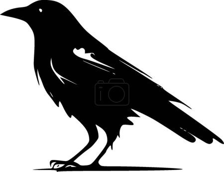 Corbeau - icône isolée en noir et blanc - illustration vectorielle