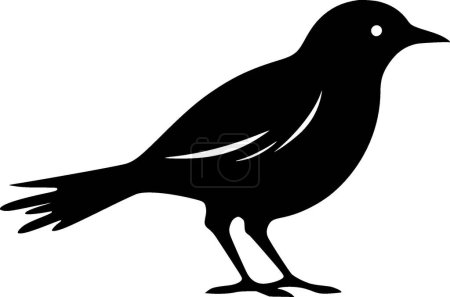 Téléchargez les illustrations : Corbeau - icône isolée en noir et blanc - illustration vectorielle - en licence libre de droit