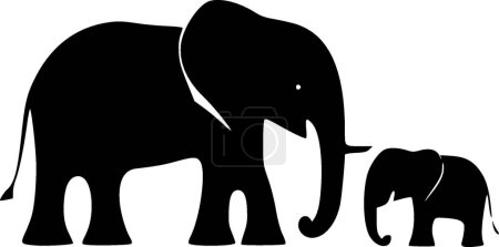 Elephants - minimalist and flat logo - vector illustration