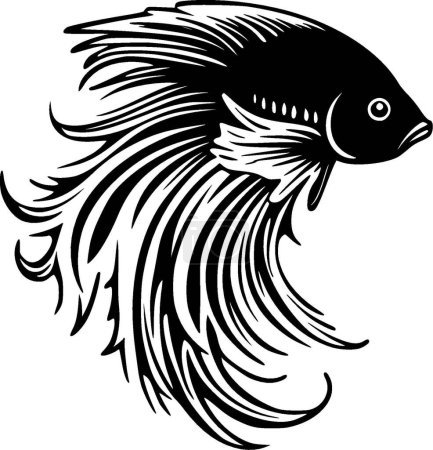 Fish - black and white isolated icon - vector illustration