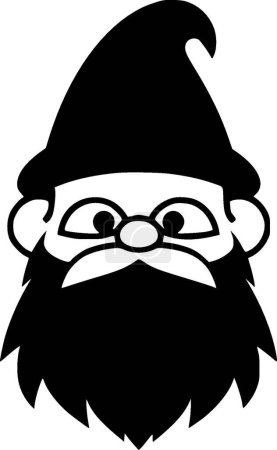 Gnome - icône isolée en noir et blanc - illustration vectorielle