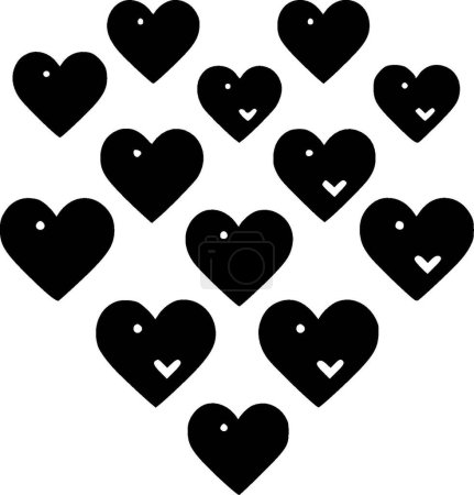 Herzen - schwarz-weißes Icon - Vektorillustration