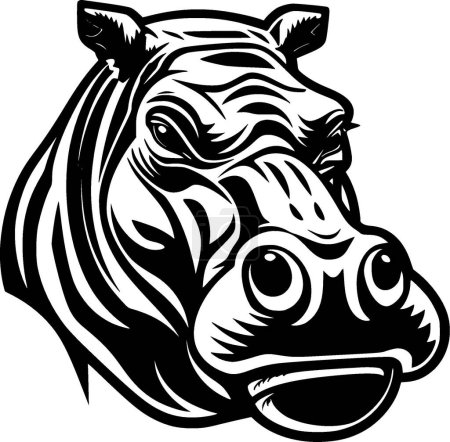 Téléchargez les illustrations : Hippopotame - silhouette minimaliste et simple - illustration vectorielle - en licence libre de droit