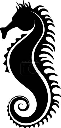 Seepferdchen - schwarz-weißes Icon - Vektorillustration
