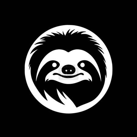 Sloth - icône isolée en noir et blanc - illustration vectorielle