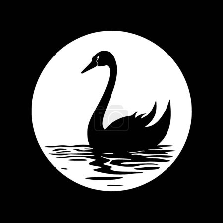 Swan - black and white isolated icon - vector illustration