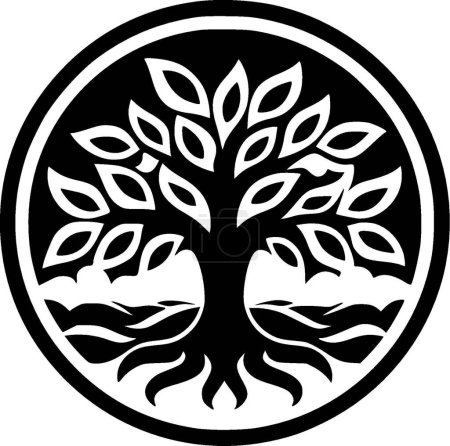 Tree of life - black and white vector illustration