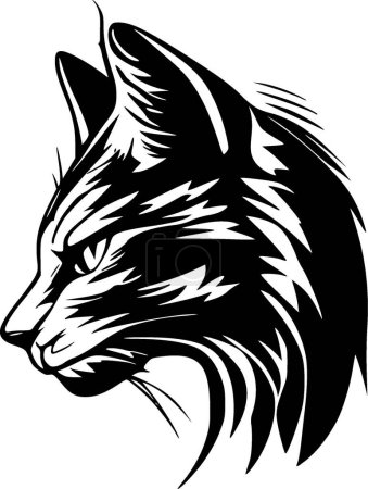 Téléchargez les illustrations : Wildcat - illustration vectorielle en noir et blanc - en licence libre de droit