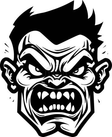 Zombie - icône isolée en noir et blanc - illustration vectorielle