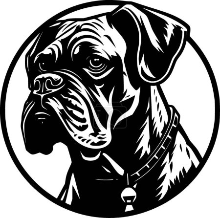 Ilustración de Boxer - ilustración vectorial en blanco y negro - Imagen libre de derechos