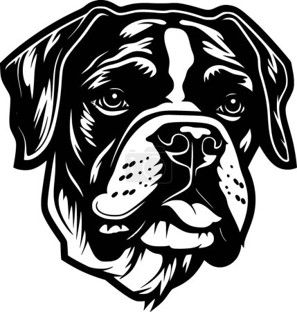 Boxer dog - black and white vector illustration