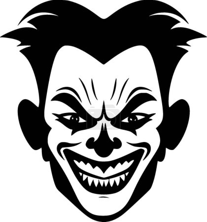 Clown - icône isolée en noir et blanc - illustration vectorielle