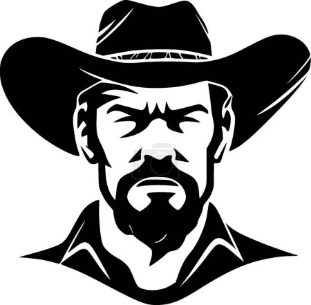 Cowboy - black and white isolated icon - vector illustration