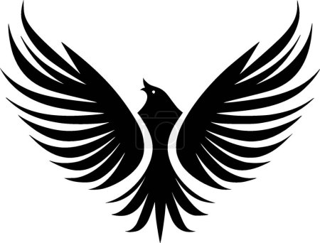 Ilustración de Paloma - icono aislado en blanco y negro - ilustración vectorial - Imagen libre de derechos