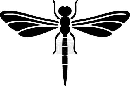Illustration for Dragonfly - black and white isolated icon - vector illustration - Royalty Free Image