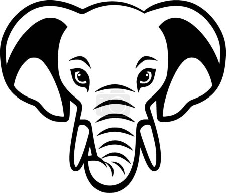 Téléchargez les illustrations : Éléphant - icône isolée en noir et blanc - illustration vectorielle - en licence libre de droit