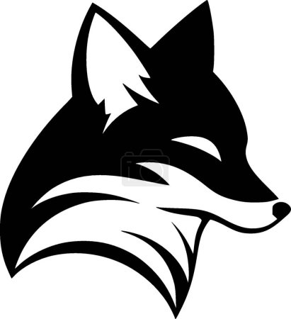 Fox - icône isolée en noir et blanc - illustration vectorielle