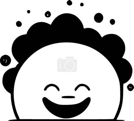Happy - icono aislado en blanco y negro - ilustración vectorial