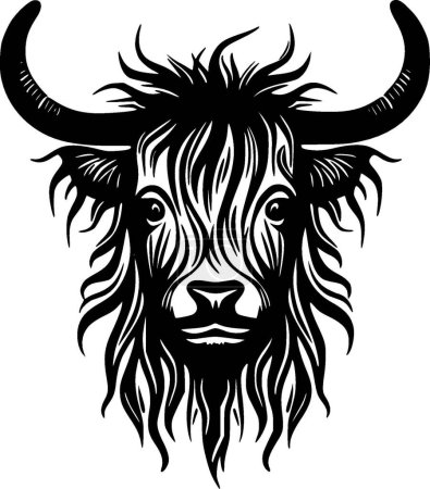 Highland cow - minimalist and simple silhouette - vector illustration