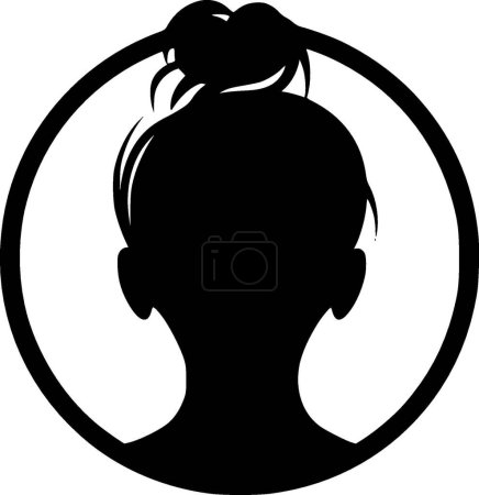 Messy bun - black and white isolated icon - vector illustration