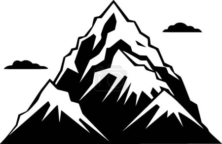 Montagnes - icône isolée en noir et blanc - illustration vectorielle