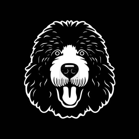Poodle dog - black and white isolated icon - vector illustration