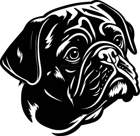 Pug - illustration vectorielle en noir et blanc