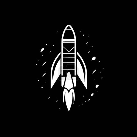 Téléchargez les illustrations : Fusée - icône isolée en noir et blanc - illustration vectorielle - en licence libre de droit