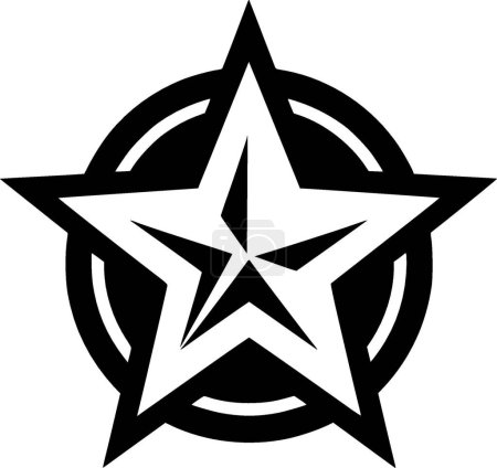 Estrella - icono aislado en blanco y negro - ilustración vectorial