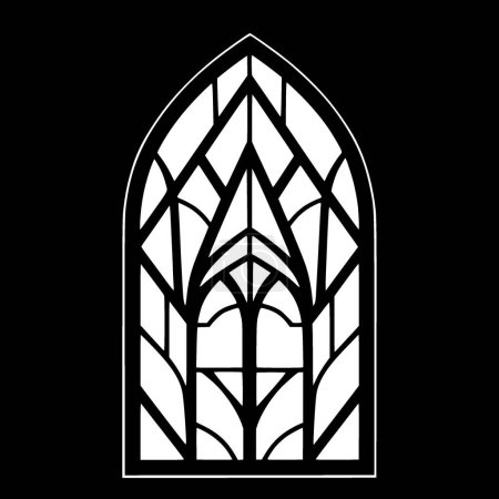 Stained glass - black and white isolated icon - vector illustration