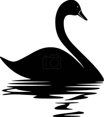 Ilustración de Cisne - icono aislado en blanco y negro - ilustración vectorial - Imagen libre de derechos