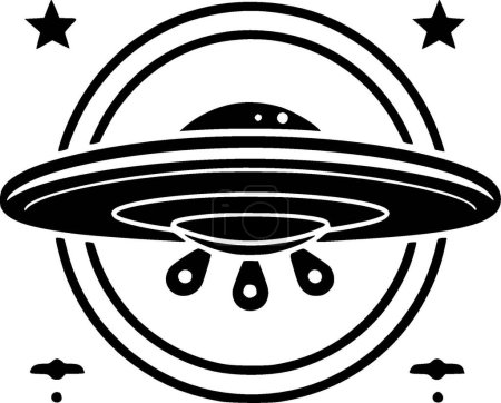 Ufo - black and white vector illustration