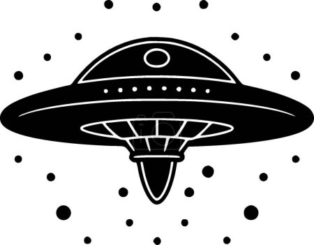 Ufo - icône isolée en noir et blanc - illustration vectorielle