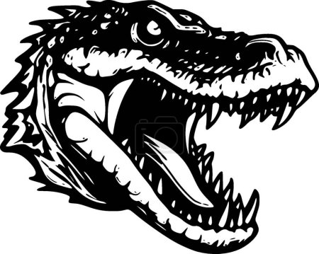 Téléchargez les illustrations : Alligator - illustration vectorielle noir et blanc - en licence libre de droit