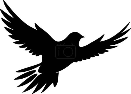 Bird - black and white vector illustration