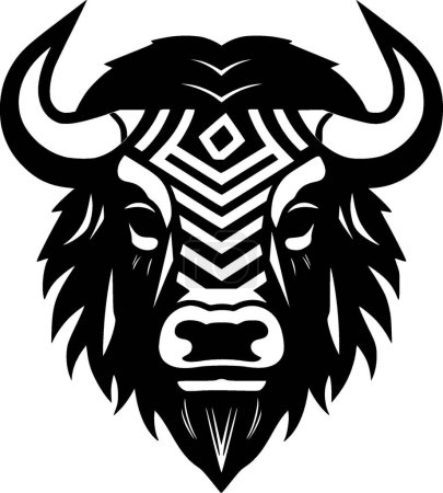 Bison - icône isolée en noir et blanc - illustration vectorielle