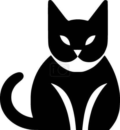 Chat - icône isolée en noir et blanc - illustration vectorielle