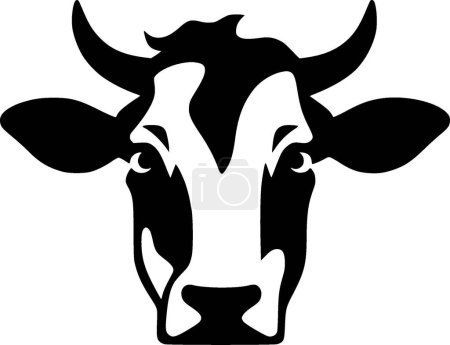 Cow - black and white vector illustration