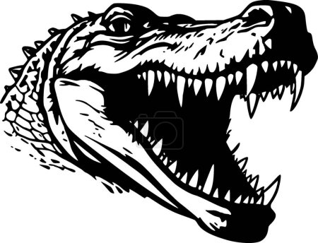 Téléchargez les illustrations : Crocodile - illustration vectorielle en noir et blanc - en licence libre de droit