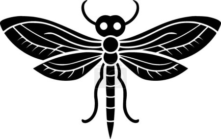 Dragonfly - black and white isolated icon - vector illustration