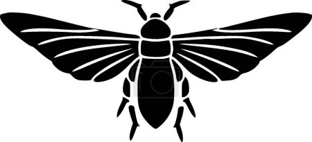 Fly - black and white vector illustration